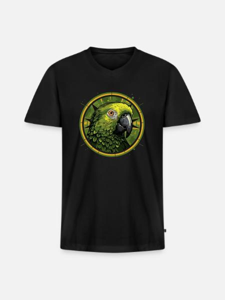 Green Parrot Head - Men's Premium Organic T-shirt with V-neck - black