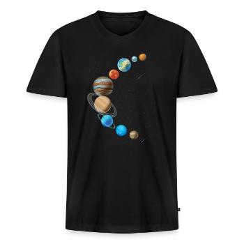 Système solaire en forme de faucille - T-shirt encolure en V Premium bio Homme - noir - Devant - Nico (187cm)
