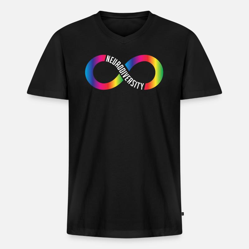 Neurodiversität Rainbow Infinity Neurodivergent - Männer Premium Bio T-Shirt mit V-Ausschnitt - Schwarz