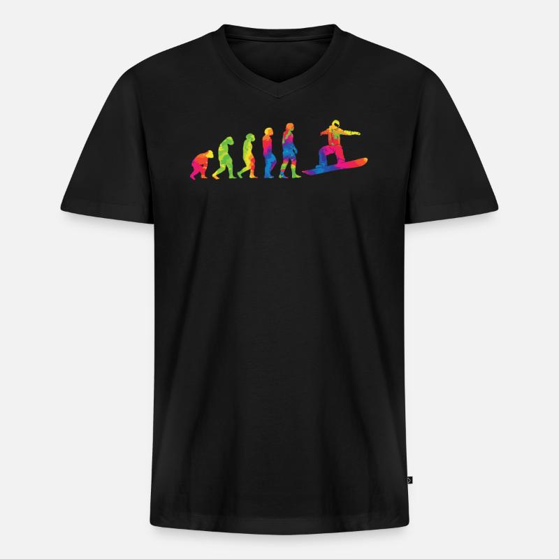Snowboarden Evolution Snowboarder Snowboard - Männer Premium Bio T-Shirt mit V-Ausschnitt - Schwarz