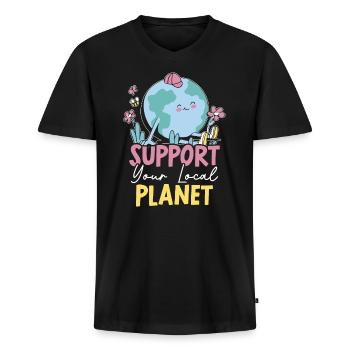 Umweltschützer Natur Recycling Mutter Erde Tag - Männer Premium Bio T-Shirt mit V-Ausschnitt - Schwarz - Vorne - Nico (187cm)