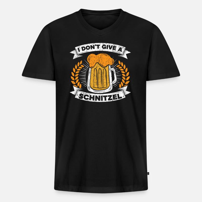 Ich gebe keinen Schnitzel Biertrinker - Männer Premium Bio T-Shirt mit V-Ausschnitt - Schwarz