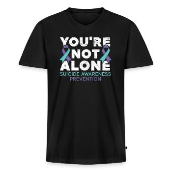 Sie sind nicht allein Suizidprävention Bewusstsein - Männer Premium Bio T-Shirt mit V-Ausschnitt - Schwarz - Vorne - Nico (187cm)