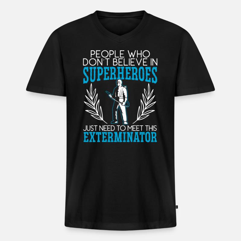 Kammerjäger Tierbekämpfung Schädlingsbekämpfung - Männer Premium Bio T-Shirt mit V-Ausschnitt - Schwarz