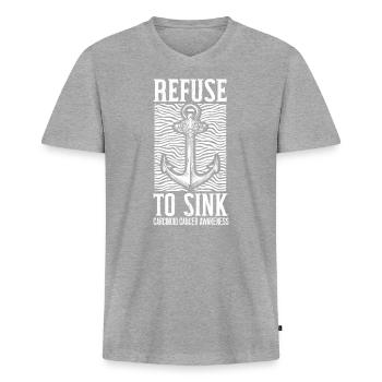 Refuse To Sink Carcinoid Cancer Awareness - Men's Premium Organic T-shirt with V-neck - heather grey - Front