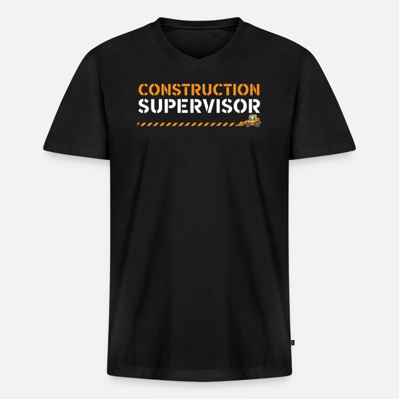 Bauleiter Job Bauarbeiter - Männer Premium Bio T-Shirt mit V-Ausschnitt - Schwarz