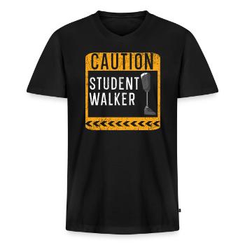 Vorsicht Student Walker Disabled Amputierter Amputierter - Männer Premium Bio T-Shirt mit V-Ausschnitt - Schwarz - Vorne - Nico (187cm)