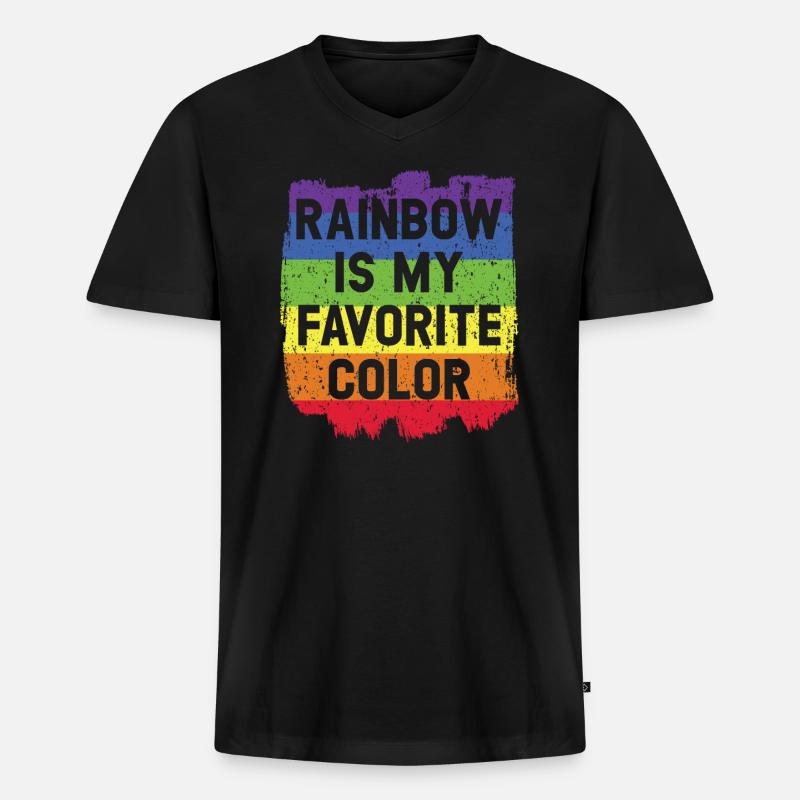 Regenbogen ist mein Lieblingsfarb-Regenbogenflüsterer - Männer Premium Bio T-Shirt mit V-Ausschnitt - Schwarz