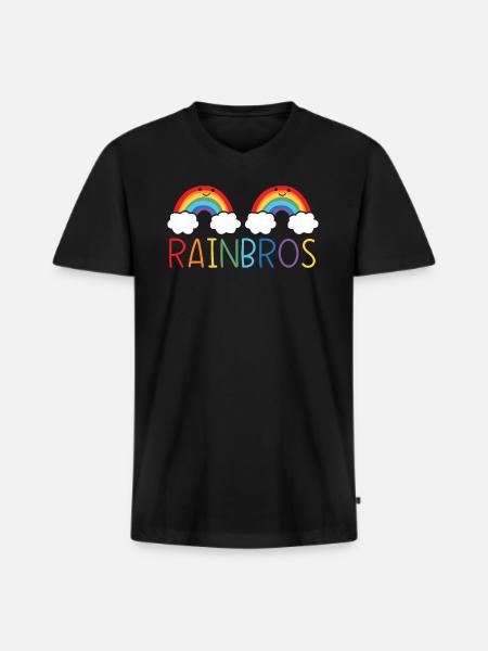 Rainbros Rainbow Lover Regenbogenflüsterer - Männer Premium Bio T-Shirt mit V-Ausschnitt - Schwarz