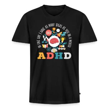 ADHD Warrior omarmt neurodiversiteit ADHD-bewustzijn - Mannen Premium Bio T-shirt met V-hals - zwart - Voor - Nico (187cm)