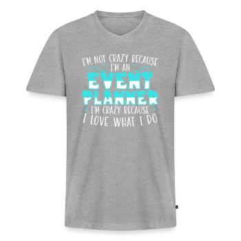 Eventmanagement-Veranstalter Eventplaner - Männer Premium Bio T-Shirt mit V-Ausschnitt - Grau meliert - Vorne