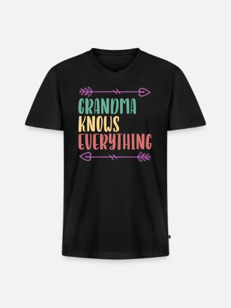 Oma weiß alles Großmutter Großmutter - Männer Premium Bio T-Shirt mit V-Ausschnitt - Schwarz