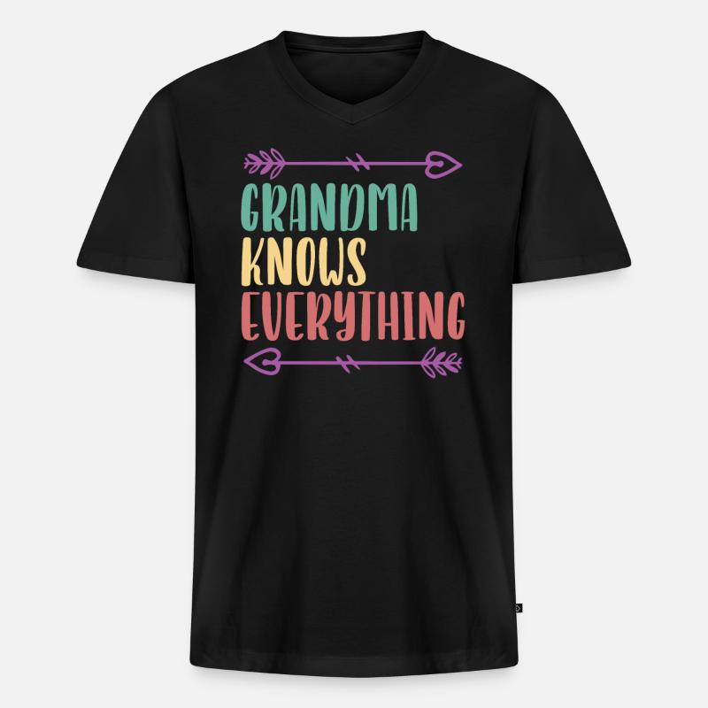 Oma weiß alles Großmutter Großmutter - Männer Premium Bio T-Shirt mit V-Ausschnitt - Schwarz