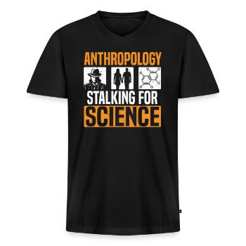 Anthropologie Traquer pour la science Anthropologue - T-shirt encolure en V Premium bio Homme - noir - Devant - Nico (187cm)