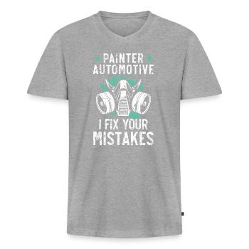 Peintre Automobile Je Corrige Vos Erreurs Voiture - T-shirt encolure en V Premium bio Homme - gris chiné - Devant