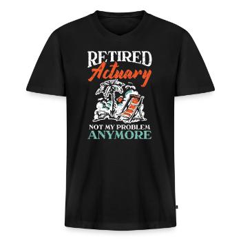 Retired Actuary Not My Problem Anymore Actuaries - Men's Premium Organic T-shirt with V-neck - black - Front - Nico (187cm)