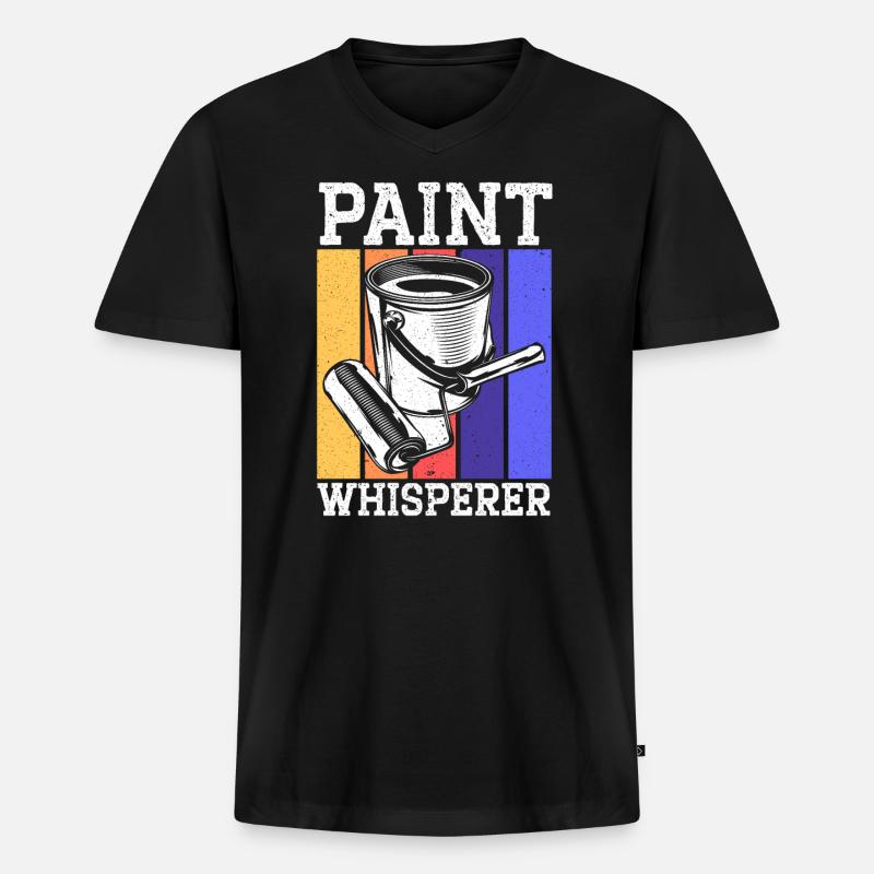 Farbflüsterer Maler Handwerker Hausmalerei - Männer Premium Bio T-Shirt mit V-Ausschnitt - Schwarz
