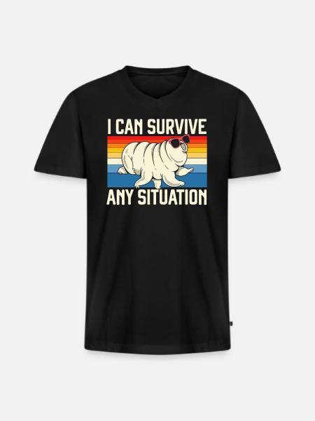 Jeg kan overleve enhver situation Vandbjørn bjørneklo - Premium økologisk T-shirt med V-hals til mænd - sort