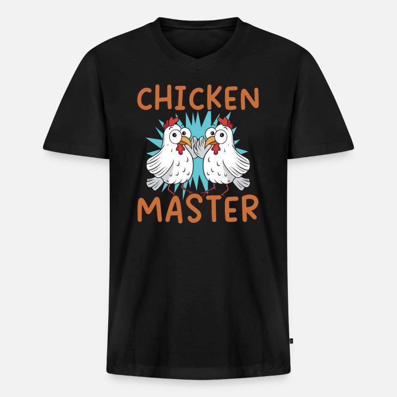 Hühnerbauer Hühnerflüsterer Bauernhoftier - Männer Premium Bio T-Shirt mit V-Ausschnitt - Schwarz