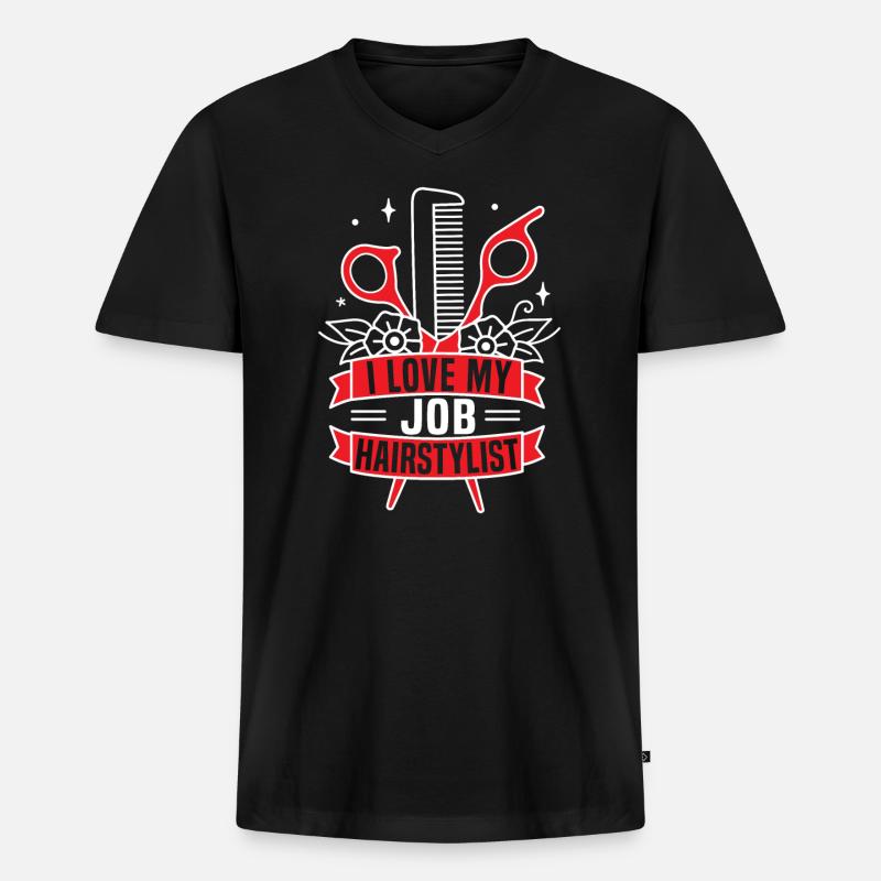 Friseur - Männer Premium Bio T-Shirt mit V-Ausschnitt - Schwarz