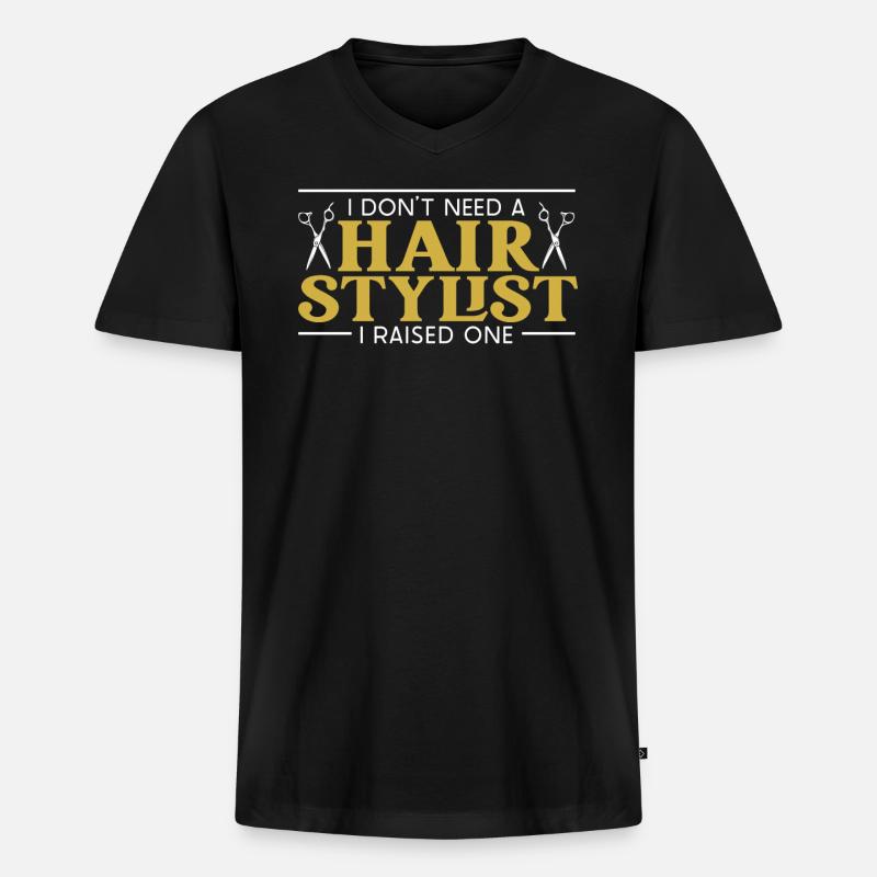 Friseur - Männer Premium Bio T-Shirt mit V-Ausschnitt - Schwarz