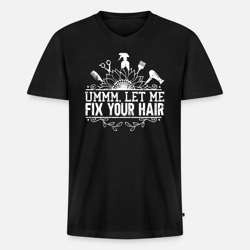 Friseur - Männer Premium Bio T-Shirt mit V-Ausschnitt - Schwarz