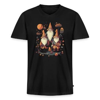 Gartenzwerg Halloween Süßes oder Saures Gärtner - Männer Premium Bio T-Shirt mit V-Ausschnitt - Schwarz - Vorne - Nico (187cm)