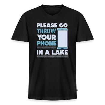 Digital Detox Handy Fasten Go Offline - Männer Premium Bio T-Shirt mit V-Ausschnitt - Schwarz - Vorne - Nico (187cm)