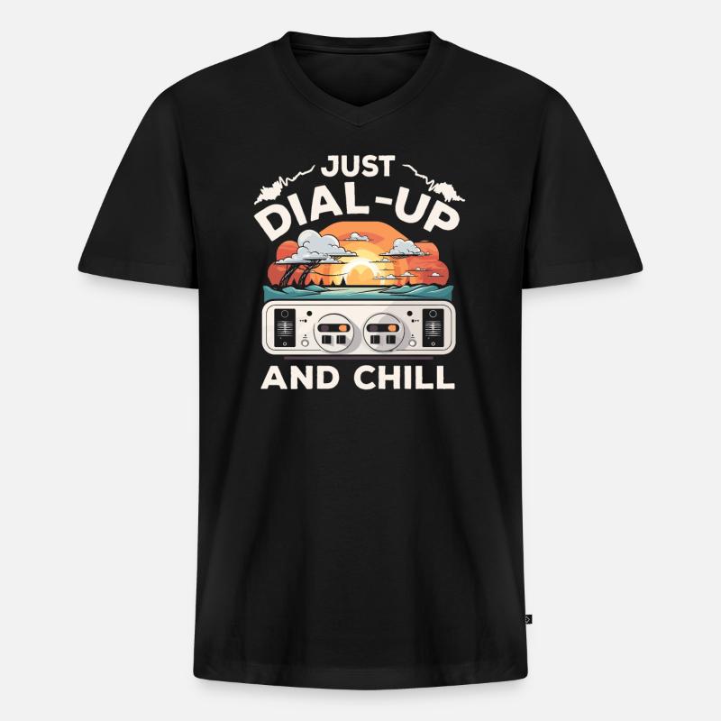DFÜ-Internetverbindung 90er Computerwitze - Männer Premium Bio T-Shirt mit V-Ausschnitt - Schwarz