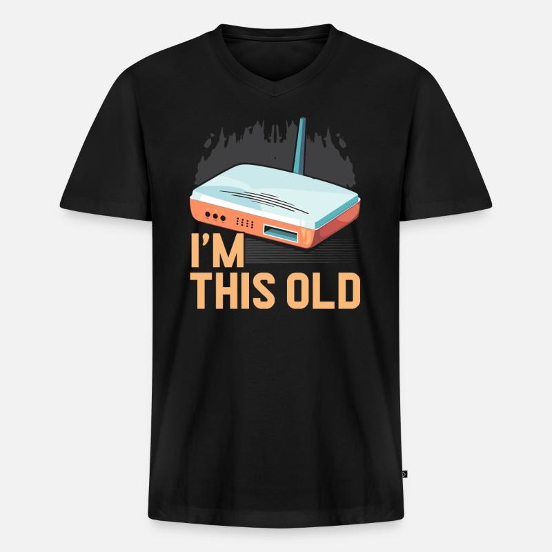 DFÜ-Internetverbindung 90er Computerwitze - Männer Premium Bio T-Shirt mit V-Ausschnitt - Schwarz