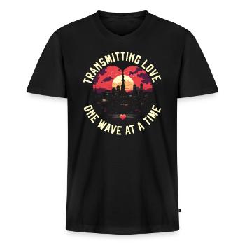 Amateurfunker Morsecode Radioaktivität - Männer Premium Bio T-Shirt mit V-Ausschnitt - Schwarz - Vorne - Nico (187cm)
