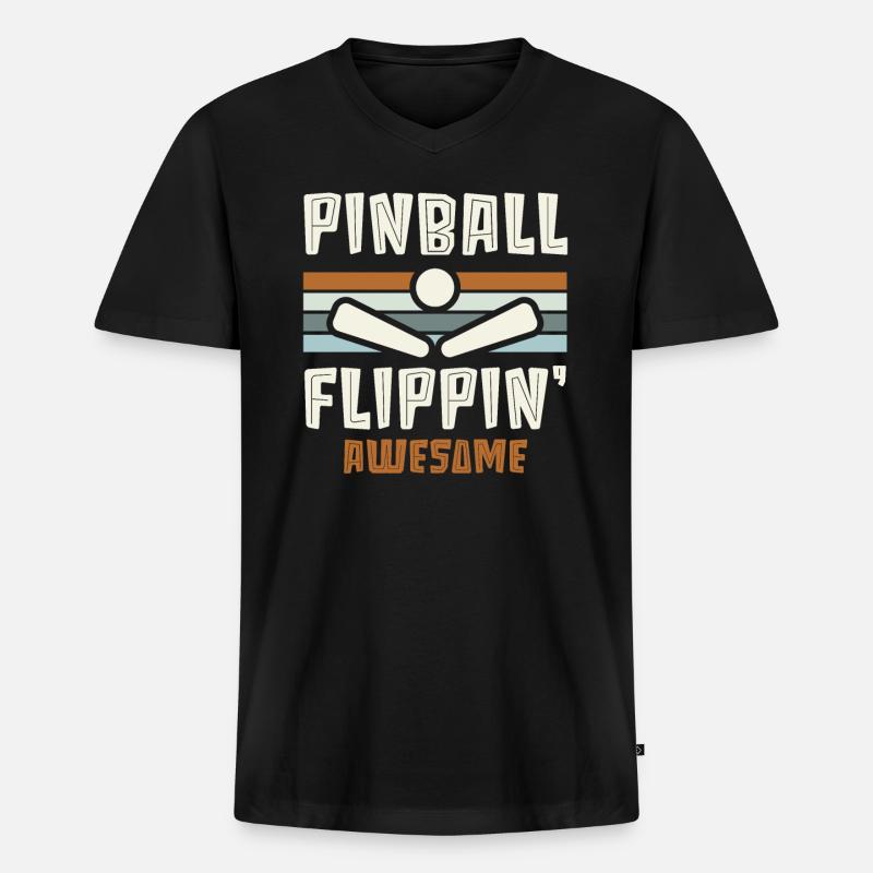 Flipperautomat Arcade-Spiel Klassisches Videospiel - Männer Premium Bio T-Shirt mit V-Ausschnitt - Schwarz