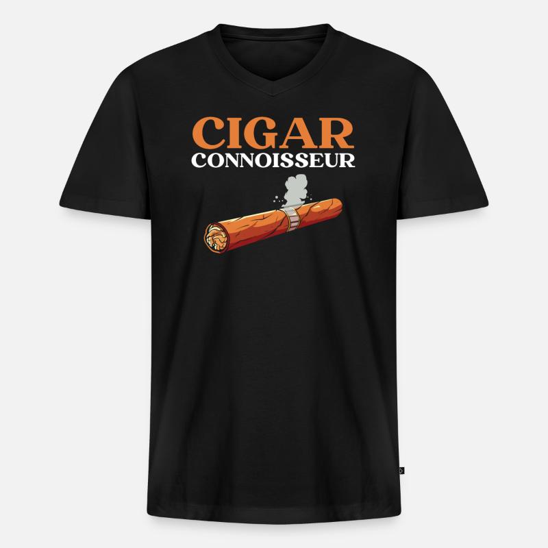 Zigarrenrauchen Tabakrauchen Zigarettenraucher Zigarre - Männer Premium Bio T-Shirt mit V-Ausschnitt - Schwarz