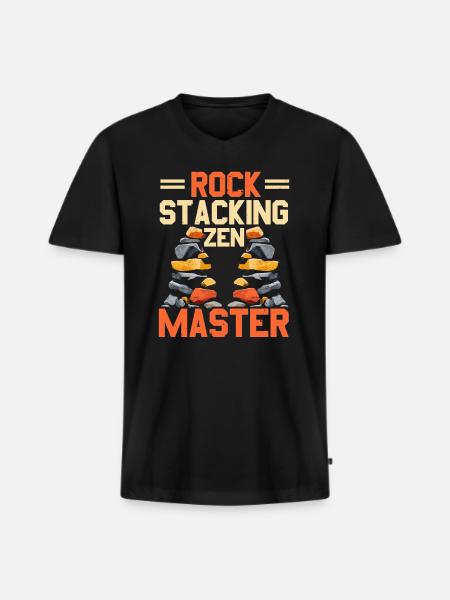 Steinstrumpf Steinstapler Felsausgleich - Männer Premium Bio T-Shirt mit V-Ausschnitt - Schwarz