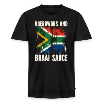 South Africa Pride Johannesburg South African Flag - Men's Premium Organic T-shirt with V-neck - black - Front - Nico (187cm)