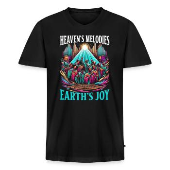 Gospel Musique Religieux Bible Écriture Chrétienne - T-shirt encolure en V Premium bio Homme - noir - Devant - Nico (187cm)