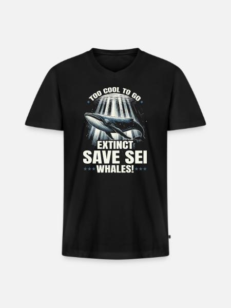 Gefährdete Arten Seiwal Tierrechte - Männer Premium Bio T-Shirt mit V-Ausschnitt - Schwarz