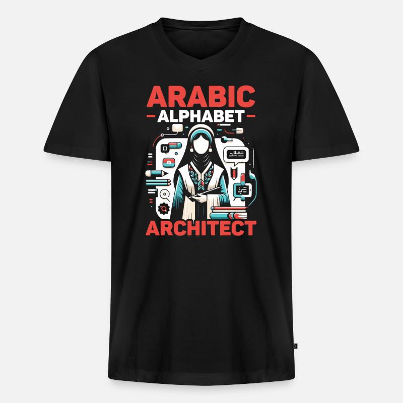 Beruf Arabischlehrer Arabisches Alphabet - Männer Premium Bio T-Shirt mit V-Ausschnitt - Schwarz