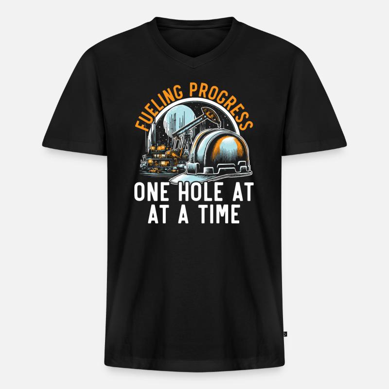 Bohringenieur Beruf Ölbohrinselarbeiter - Männer Premium Bio T-Shirt mit V-Ausschnitt - Schwarz