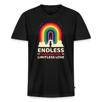 AuDHD Autisme TDAH Spectre autistique Neurodiversité - T-shirt encolure en V Premium bio Homme - noir - Devant - Nico (187cm)