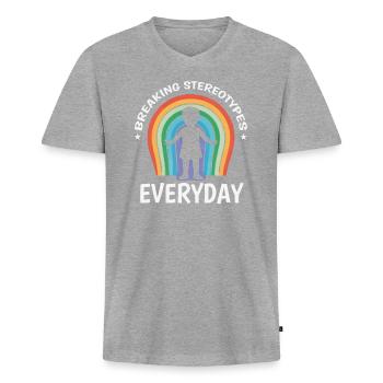 AuDHD Autisme TDAH Spectre autistique Neurodiversité - T-shirt encolure en V Premium bio Homme - gris chiné - Devant
