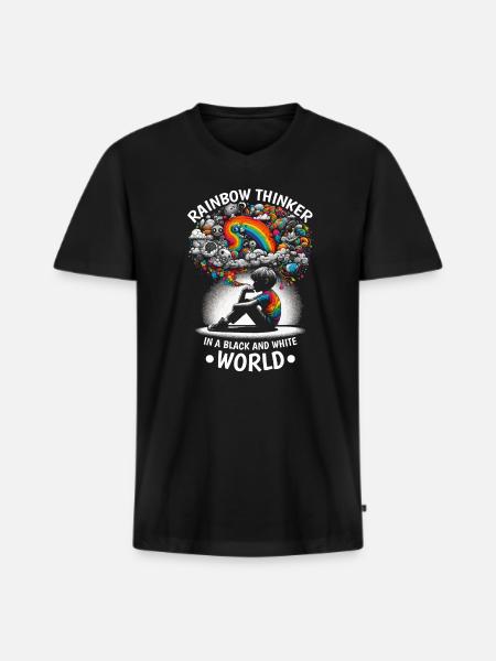 AuDHD Autism ADHD Autistic Spectrum Neurodiversity - Men's Premium Organic T-shirt with V-neck - black