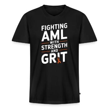 Orange Ribbon Bewusstsein für akute myeloische Leukämie - Männer Premium Bio T-Shirt mit V-Ausschnitt - Schwarz - Vorne - Nico (187cm)