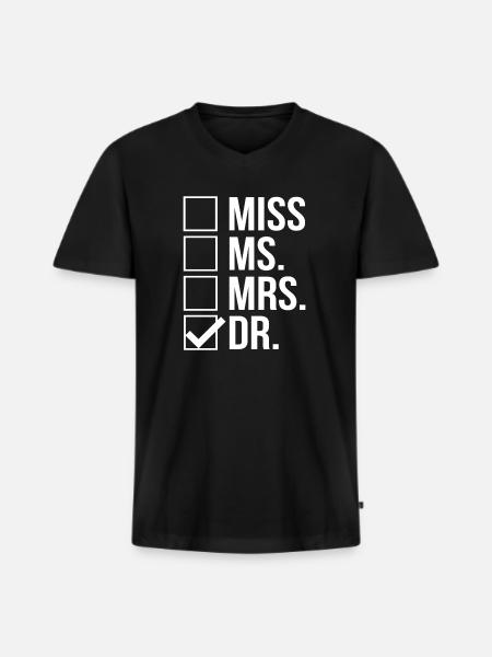 Frau Dr. Doktorat - Männer Premium Bio T-Shirt mit V-Ausschnitt - Schwarz