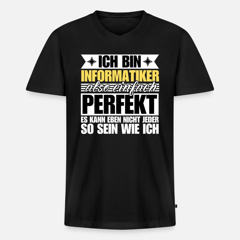 Perfekter Informatiker - Männer Premium Bio T-Shirt mit V-Ausschnitt - Schwarz