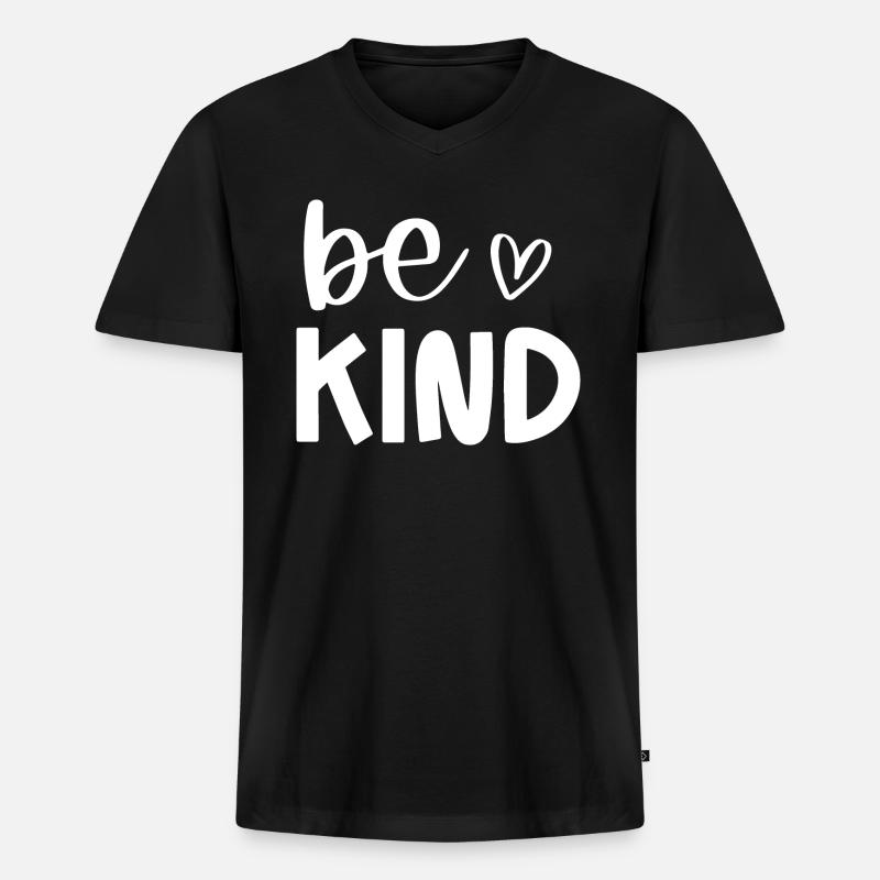Sei freundlich - Männer Premium Bio T-Shirt mit V-Ausschnitt - Schwarz