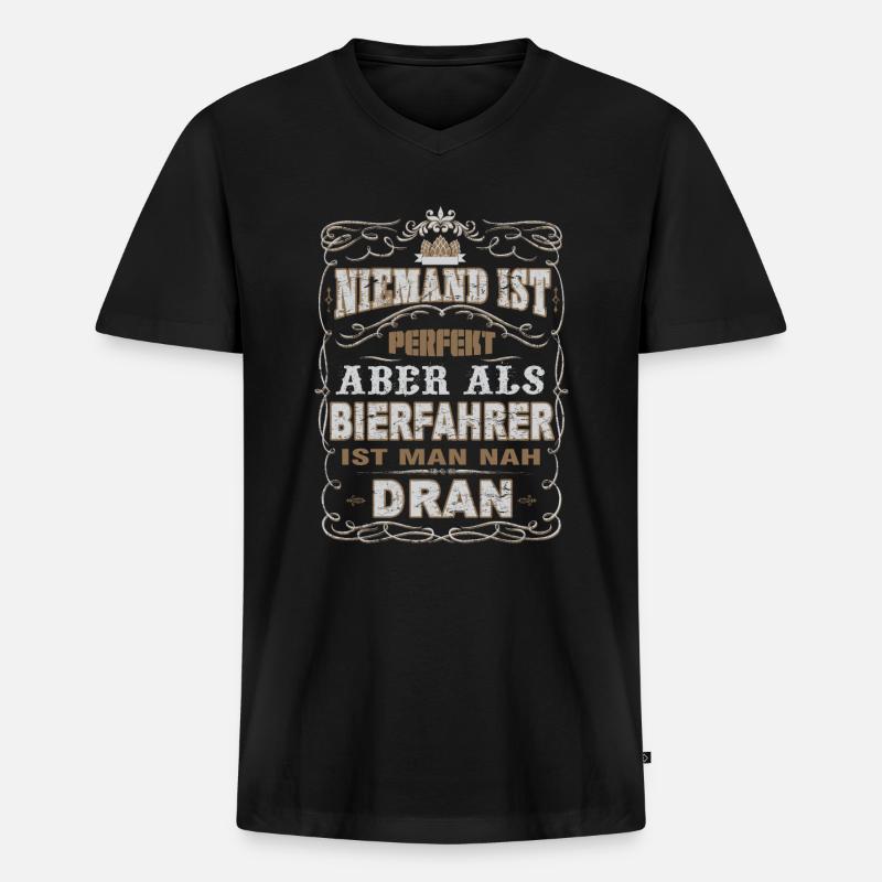 Bierfahrer Bier Lieferant - Männer Premium Bio T-Shirt mit V-Ausschnitt - Schwarz