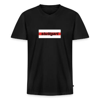 Stuttgart Bad Canstatt 1893 Stuggi 0711 Schwaben - Männer Premium Bio T-Shirt mit V-Ausschnitt - Schwarz - Vorne - Nico (187cm)