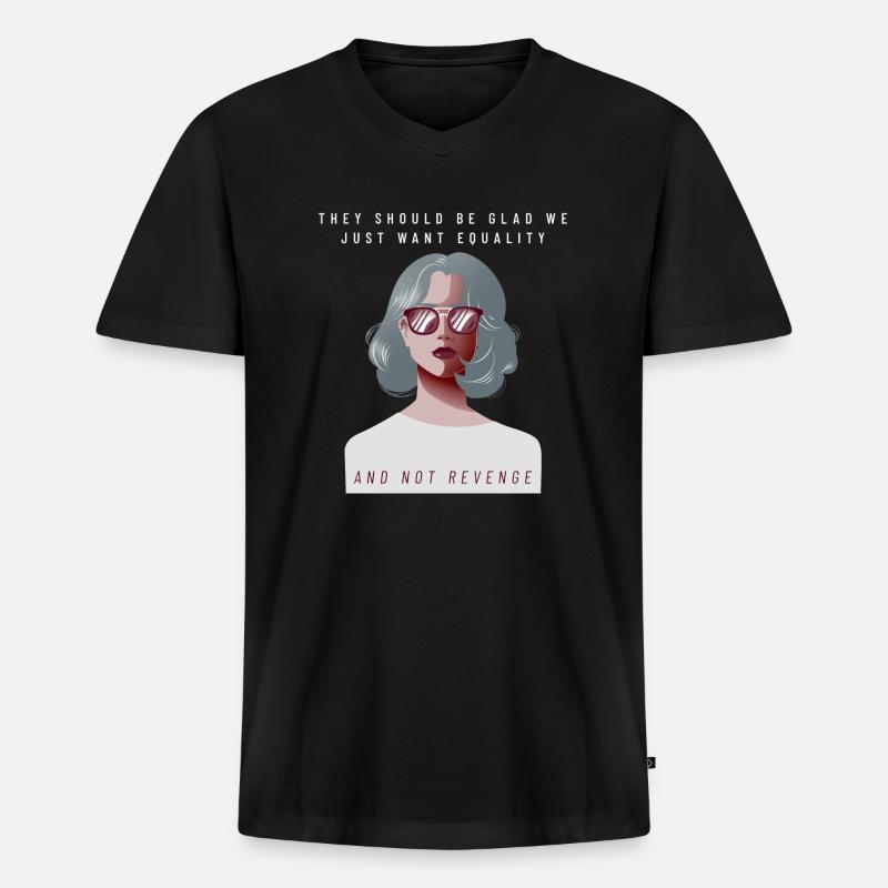 Equality not Revenge - Feminism Design - Männer Premium Bio T-Shirt mit V-Ausschnitt - Schwarz