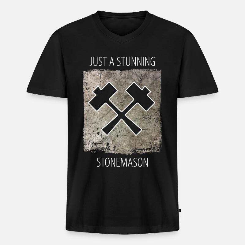 Steinmetz Steinbildhauer Spruch - Männer Premium Bio T-Shirt mit V-Ausschnitt - Schwarz